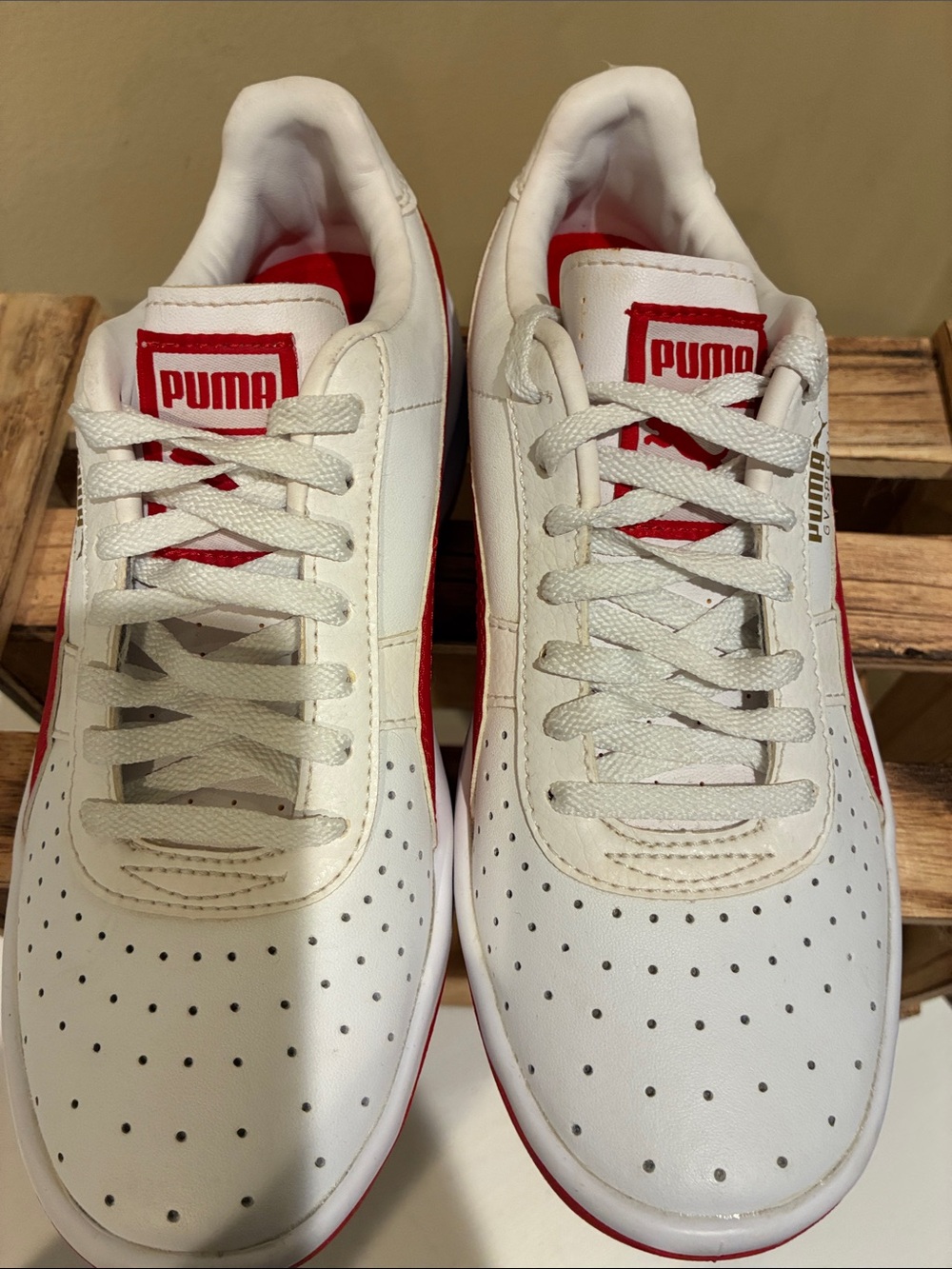 Puma White Sneakers with Red Accents